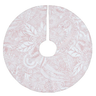 Elegante Imitat Rose Gold Blumenmandala Design Polyester Weihnachtsbaumdecke