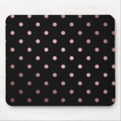 elegante Imitat-Rosengoldschwarz-Polkapunkte Mousepad (Vorne)