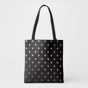 elegante Imitat-Rosengoldschwarz-Polkapunkte Tasche