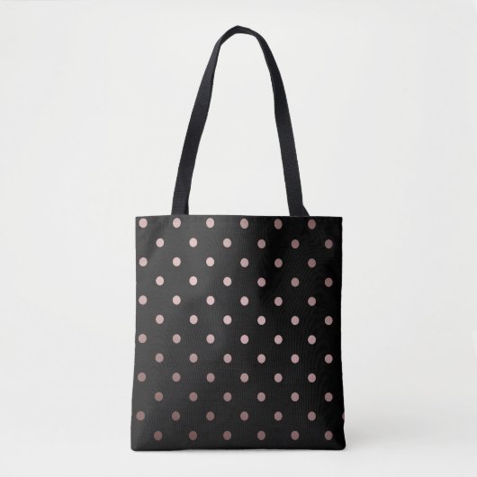 elegante Imitat-Rosengoldschwarz-Polkapunkte Tasche (Vorderseite)