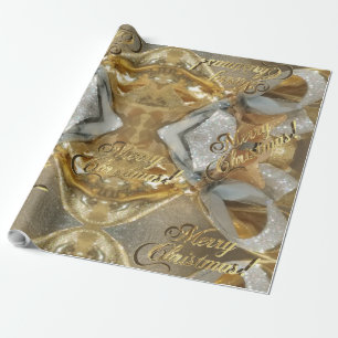 Elegante Imitat Silver Gold Script Frohe Weihnacht Geschenkpapier