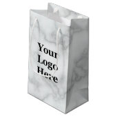 Elegante Imitat Weißer Marmor - Ihr Logo hier Vorl Kleine Geschenktüte (Rückseite Schrägansicht)