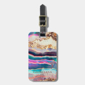 Elegante Imitate Agate Marble Rainbow Muster Custo Gepäckanhänger (Vorderseite vertikal)