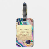 Elegante Imitate Agate Marble Rainbow Muster Custo Gepäckanhänger (Rückseite vertikal)