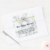 Elegante Imitate Ankündigung zur Bewegung aus weiß Quadratischer Aufkleber (Umschlag)