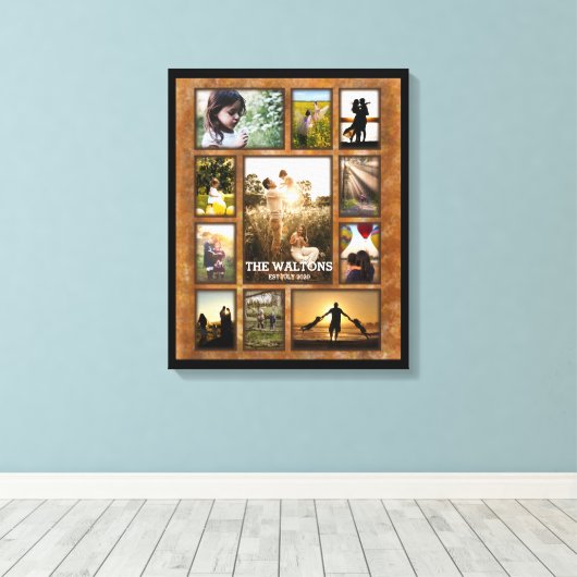 Elegante Imitate Bronze Black Frame Family Collage Leinwanddruck (Insitu (Holzboden))