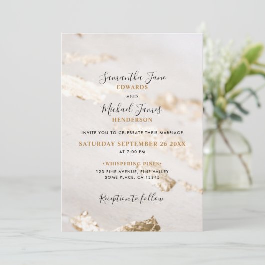 Elegante Imitate Einladung zur Hochzeit (Stehend Vorderseite)