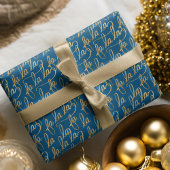 Elegante Imitate Fa la Script Typografie Gold & Bl Geschenkpapier