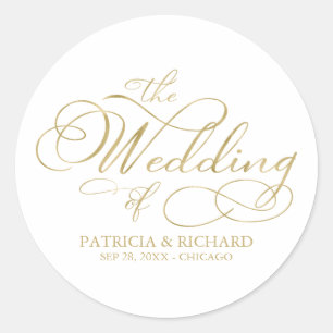 Elegante Imitate Foil Calligraphy Moderne Hochzeit Runder Aufkleber