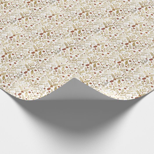 Elegante Imitate Foil Christmas Holiday Botanicals Geschenkpapier (Ecke)