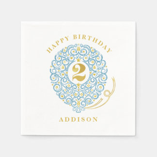 Elegante Imitate Foil Lacy Balloon 2. Geburtstag P Serviette