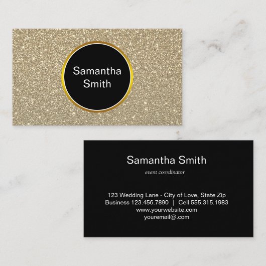 Elegante Imitate Glitzer Gold Event Planner Visitenkarte (Vorne/Hinten)