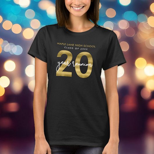 Elegante Imitate Gold 20-jährige Wiedersehen T-Shirt