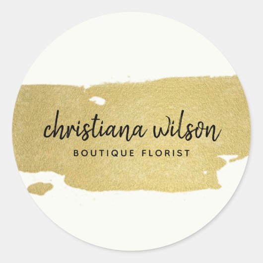 ELEGANTE IMITATE GOLD BLACK BRUSH STROKE CALLIGRAP RUNDER AUFKLEBER (Vorderseite)