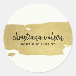 ELEGANTE IMITATE GOLD BLACK BRUSH STROKE CALLIGRAP RUNDER AUFKLEBER