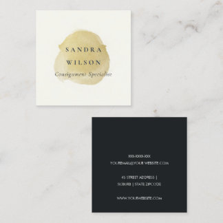 ELEGANTE IMITATE GOLD BLACK BRUSH STROKE MODERN QUADRATISCHE VISITENKARTE