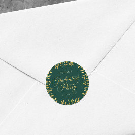 Elegante Imitate Gold Blätter Grüne Graduierungspa Runder Aufkleber