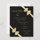 Elegante Imitate Gold Bows 100. Geburtstag Einladung (Rückseite)