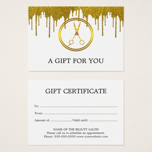 Elegante Imitate Gold Circle Scissor Glitzer Tropf (Vorne & Hinten)