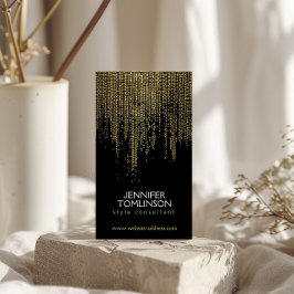 Elegante Imitate Gold Confetti Dots Muster Schwarz Visitenkarte