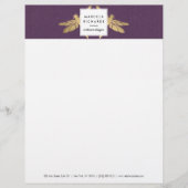 Elegante Imitate Gold Dragonfly Duo auf Lila Linen Briefbogen (Vorderseite)