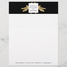 Elegante Imitate Gold Dragonfly Duo auf Schwarz Briefkopf