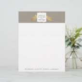 Elegante Imitate Gold Dragonfly Duo auf Taupe Briefkopf (Stehend Vorderseite)