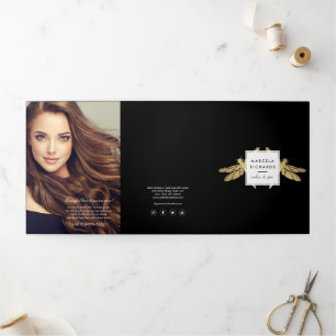 Elegante Imitate Gold Dragonfly Duo Schwarze Brosc Dreifach Gefaltete Karte