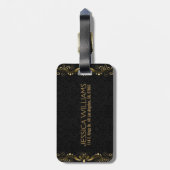 Elegante Imitate Gold Floral Wirbel Rahmen Gepäckanhänger (Rückseite vertikal)