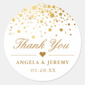 Elegante Imitate Gold Foil Confetti Wedding Vielen Runder Aufkleber (Vorderseite)