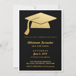 Elegante Imitate Gold Foil Grad Graduation Party Einladung