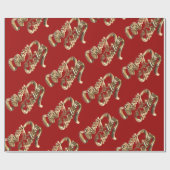 Elegante Imitate Gold Foil Script Chic Red Christm Geschenkpapier (Flach)