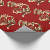 Elegante Imitate Gold Foil Script Chic Red Christm Geschenkpapier (Ecke)