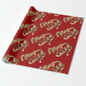 Elegante Imitate Gold Foil Script Chic Red Christm Geschenkpapier (Ungerollt)