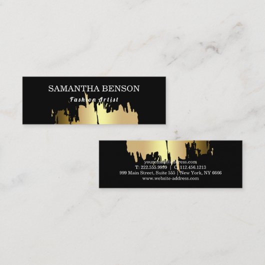 Elegante Imitate Gold gegossen Vertikal Mini Visitenkarte (Vorne/Hinten)