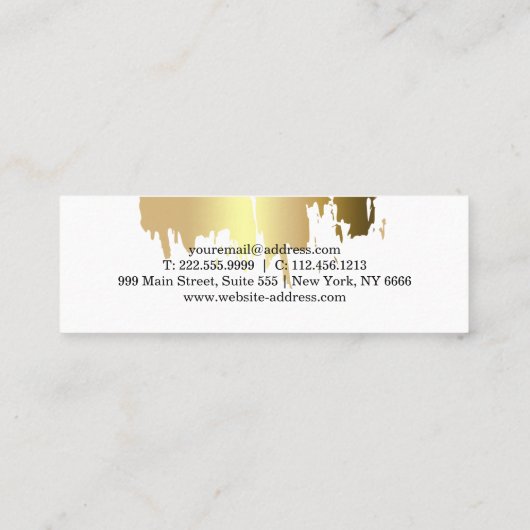 Elegante Imitate Gold gegossen Vertikal Mini Visitenkarte (Rückseite)
