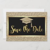 Elegante Imitate Gold Glitzer Abschluss Save the D Date (Vorderseite)