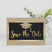 Elegante Imitate Gold Glitzer Abschluss Save the D Date (Stehend Vorderseite)