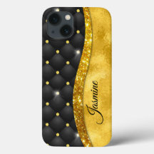 Elegante Imitate Gold Glitzer Black Diamond Monogr