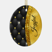 Elegante Imitate Gold Glitzer Black Diamond Monogr Keramik Ornament (Rechts)