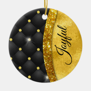 Elegante Imitate Gold Glitzer Black Diamond Monogr Keramik Ornament