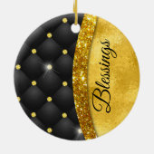 Elegante Imitate Gold Glitzer Black Diamond Monogr Keramik Ornament (Hinten)