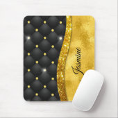 Elegante Imitate Gold Glitzer Black Diamond Monogr Mousepad (Mit Mouse)