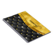 Elegante Imitate Gold Glitzer Black Diamond Monogr Notizblock (Rechte Seite)