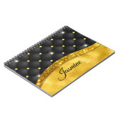 Elegante Imitate Gold Glitzer Black Diamond Monogr Notizblock (Linke Seite)