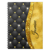 Elegante Imitate Gold Glitzer Black Diamond Monogr Notizblock (Vorderseite)