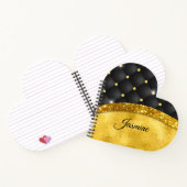 Elegante Imitate Gold Glitzer Black Diamond Monogr Notizblock (Innenseite)