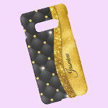 Elegante Imitate Gold Glitzer Black Diamond Monogr Samsung Galaxy S10E Hülle<br><div class="desc">Hübsche, elegante, gürtliche Imitate Glitzer und Nashörner mit schwarzem Tuffstein-Design zu schaffen, um ein besonderes stilvolles Gehäuse zu schützen. Schönes, modernes und cooles Cover für den Trend-versierten und kunstliebenden angesagten Trendsetter. Dieses stilvolle Design wäre ideal für Mädchen, die gerne funkelnd Designs tragen. Zeigen Sie Ihren persönlichen Stil, sehen Sie modern...</div>