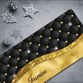 Elegante Imitate Gold Glitzer Black Diamond Monogr Schreibtischunterlage
