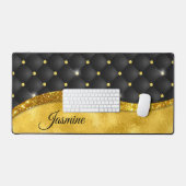 Elegante Imitate Gold Glitzer Black Diamond Monogr Schreibtischunterlage (Tastatur & Maus)
